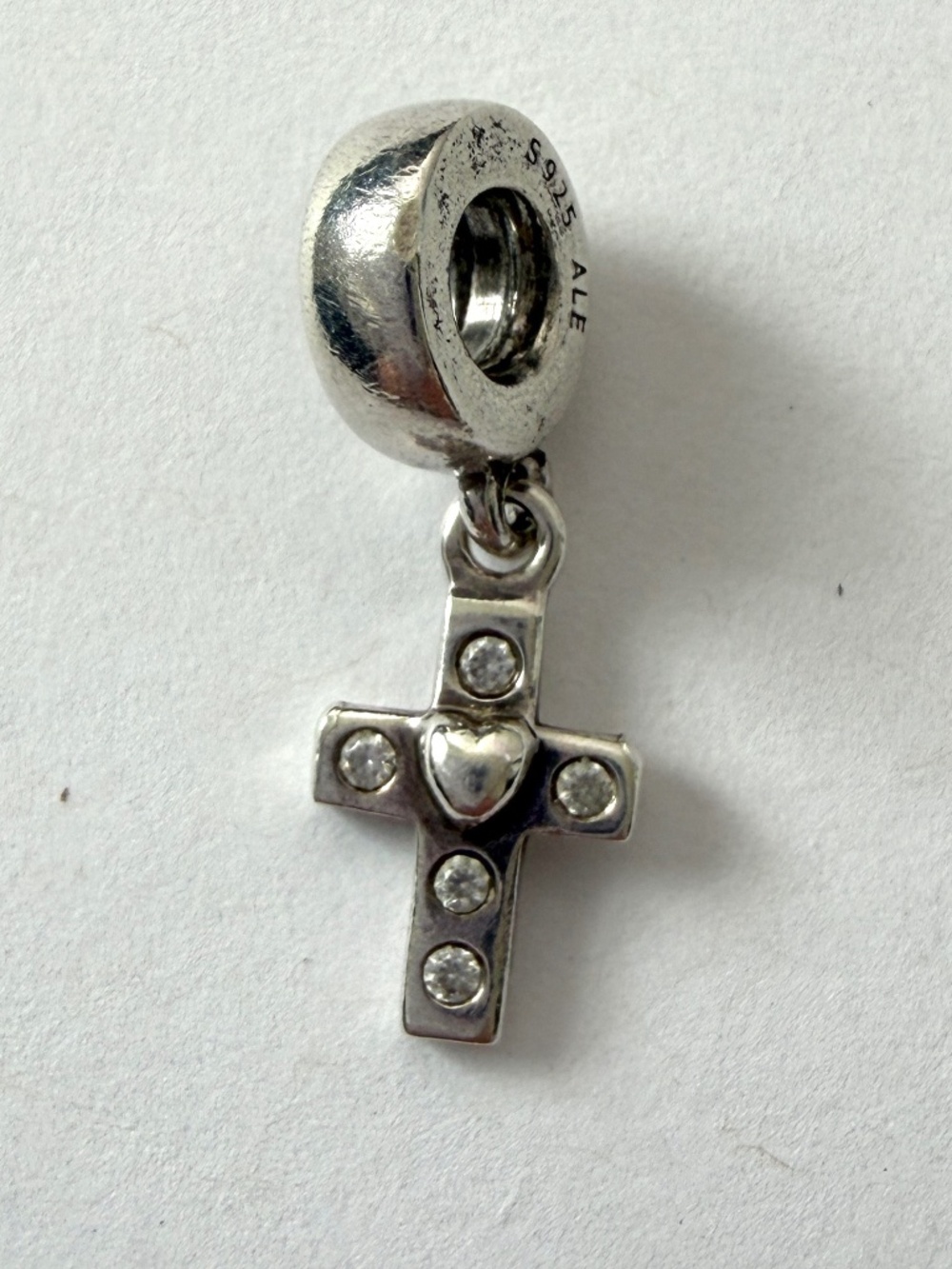 Retired Pandora Charm Cross Dangle with Clear Cubic Zirconia 790355CZ